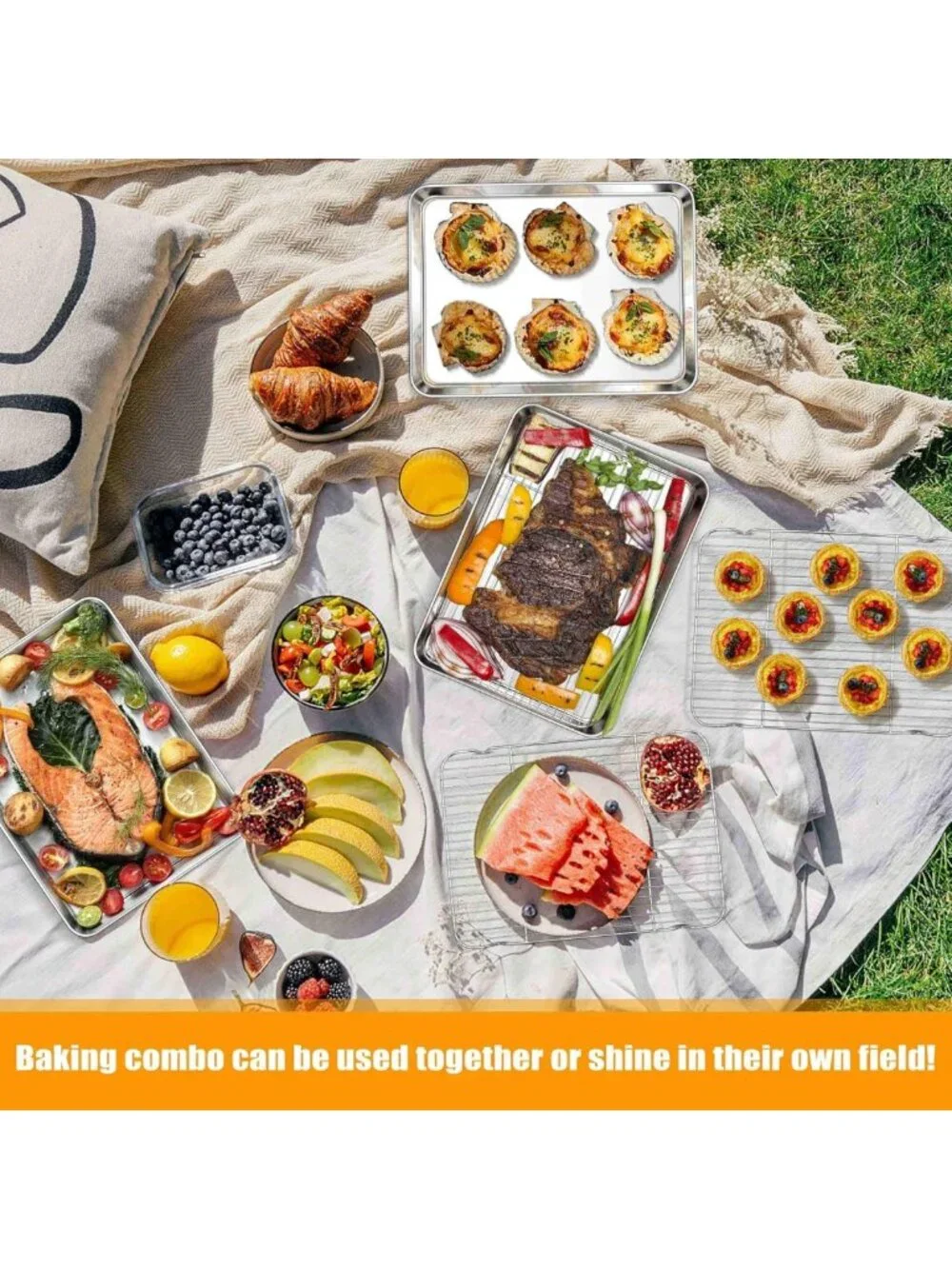 XL Stainless Steel Baking Sheet & Cooling Rack Set - 20x14 Inch Kitchen